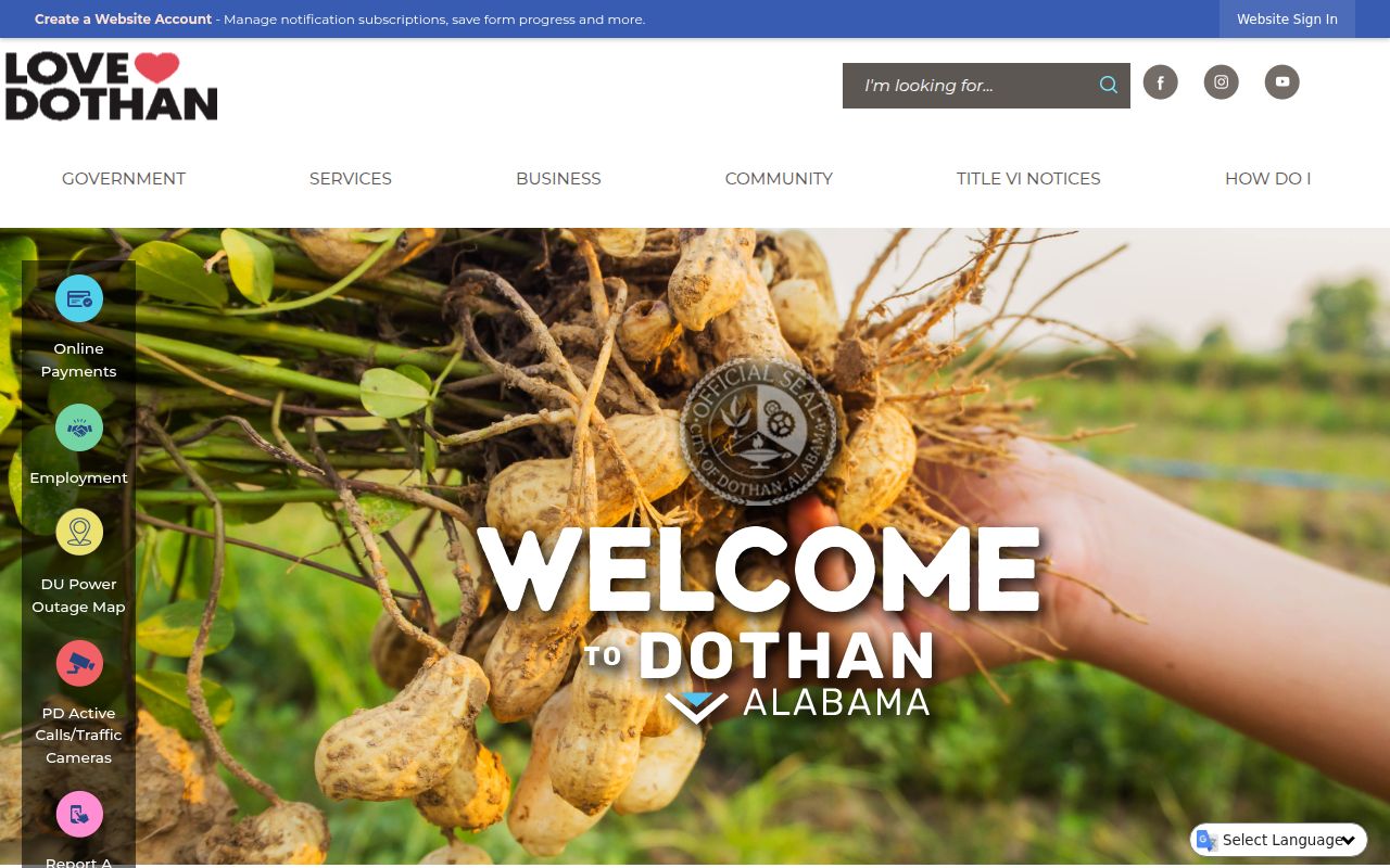 Dothan Alabama city government portal homepage