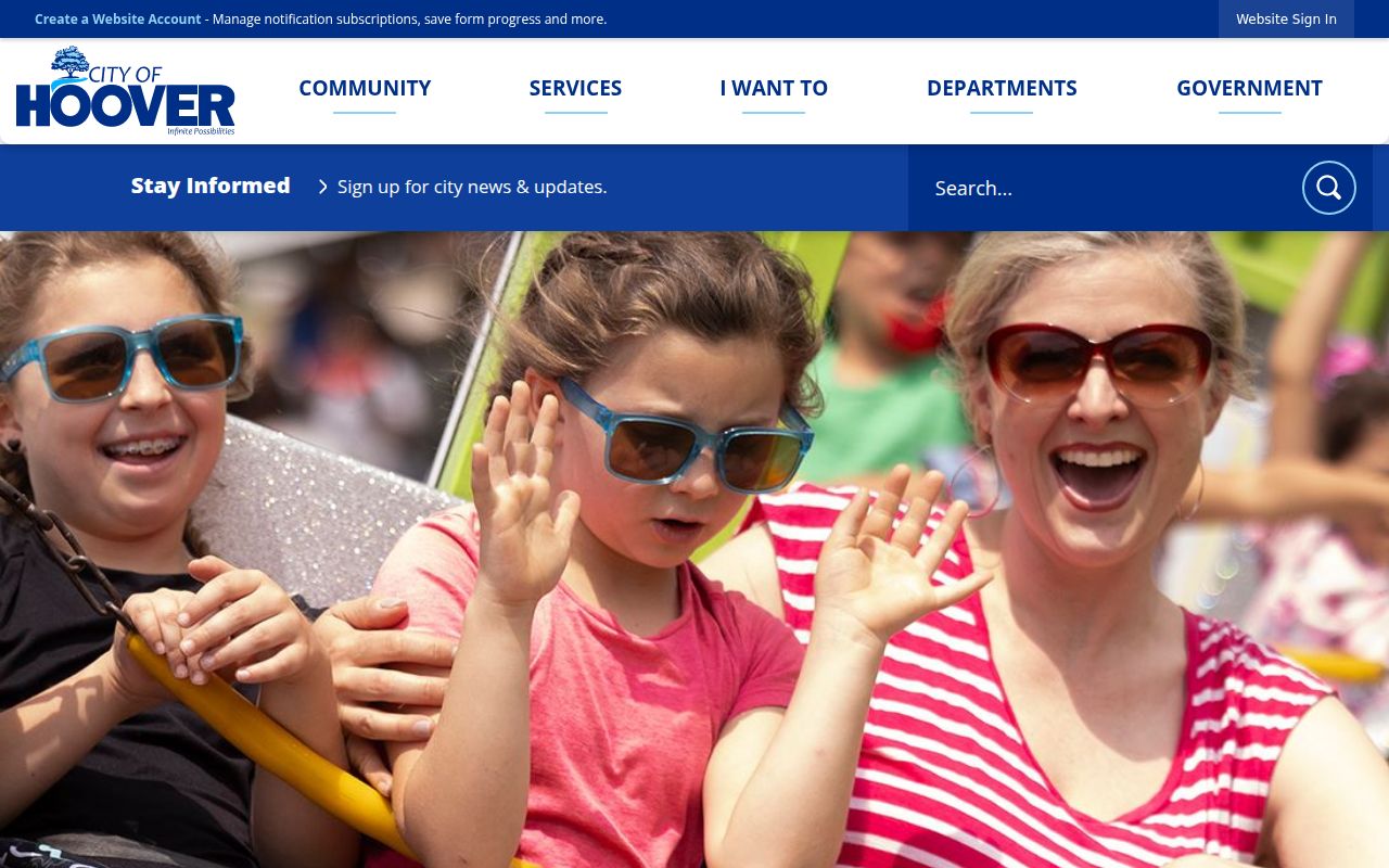 Hoover Alabama city government portal homepage