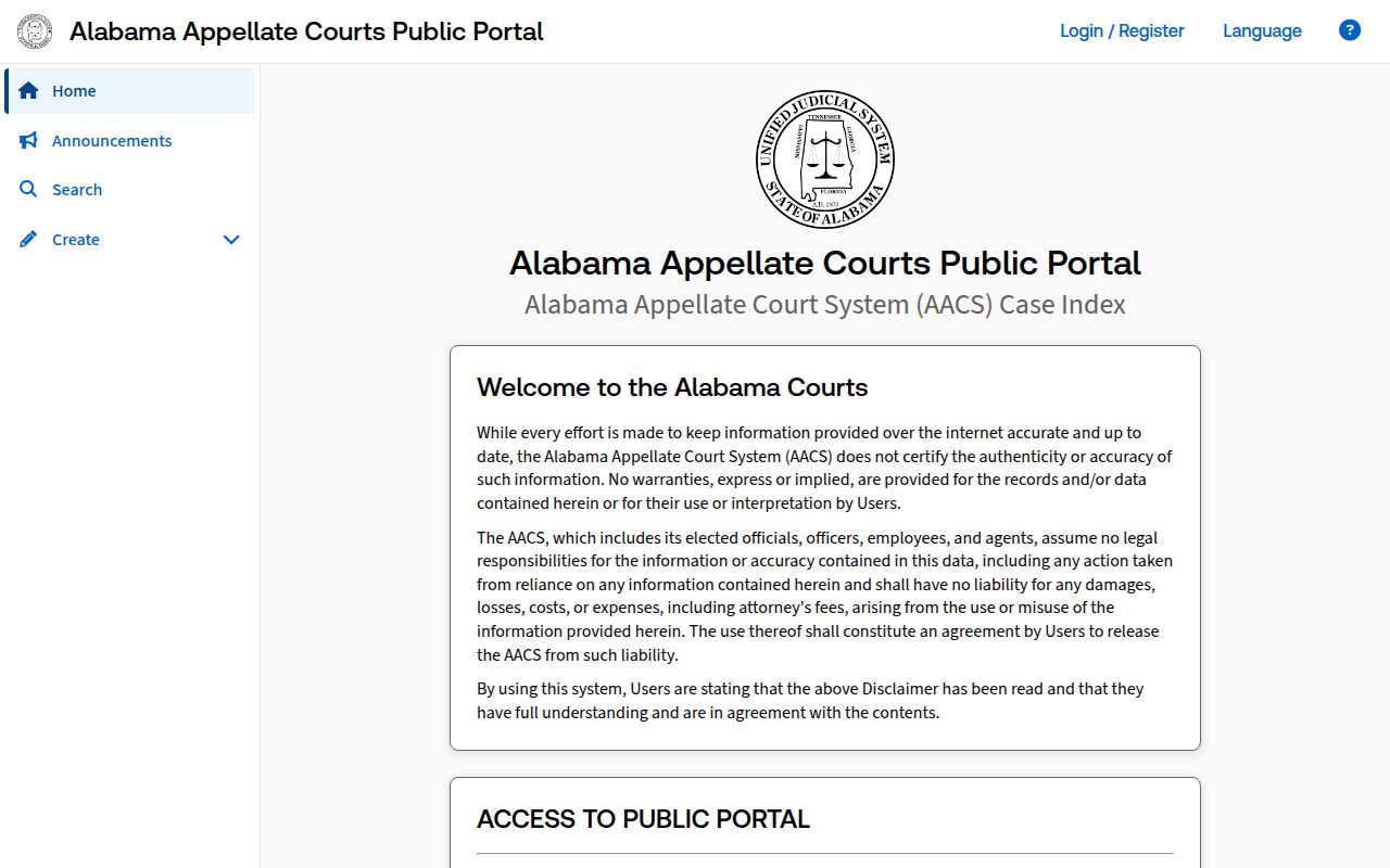Alabama appellate court case search portal