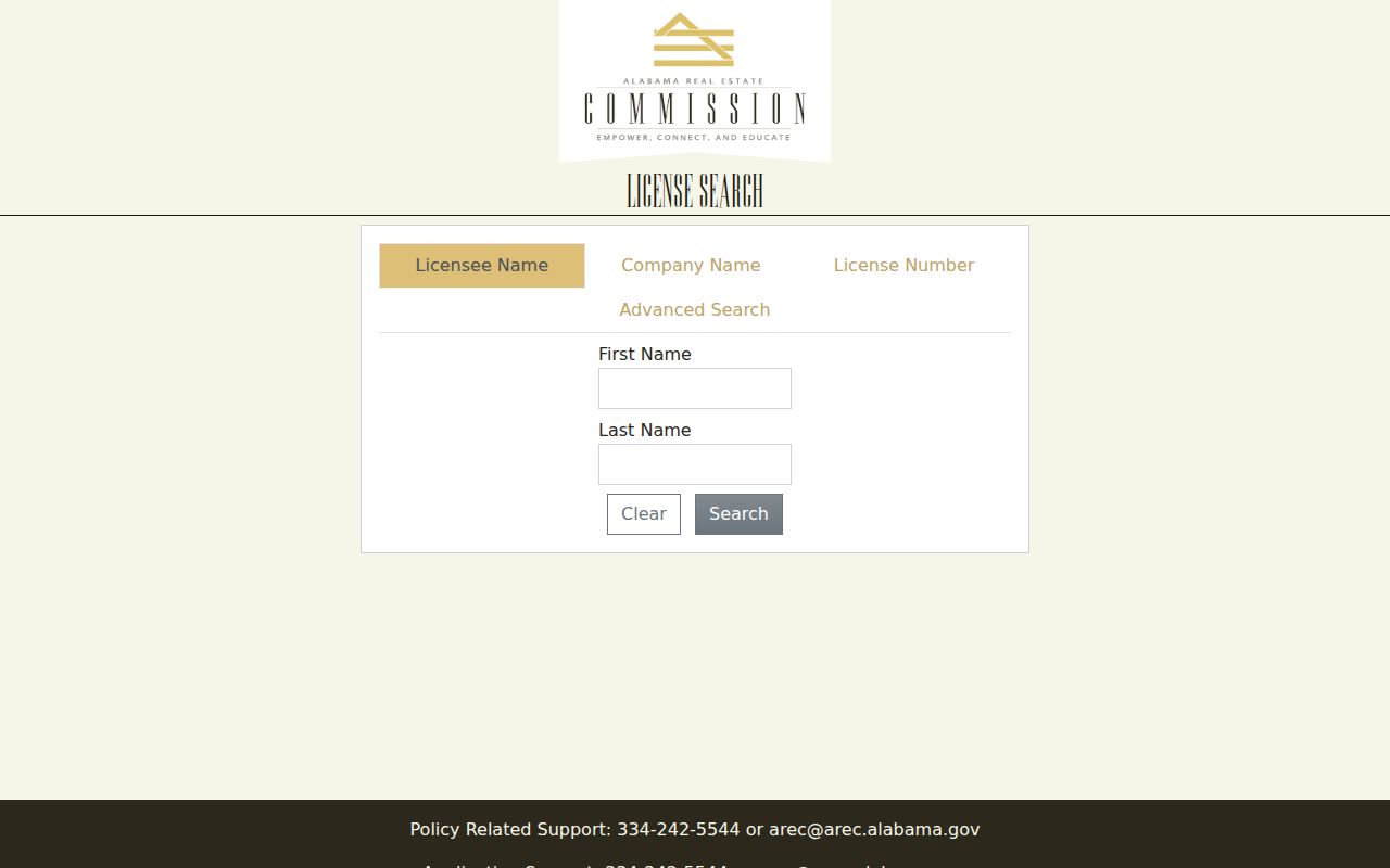 Alabama real estate license search