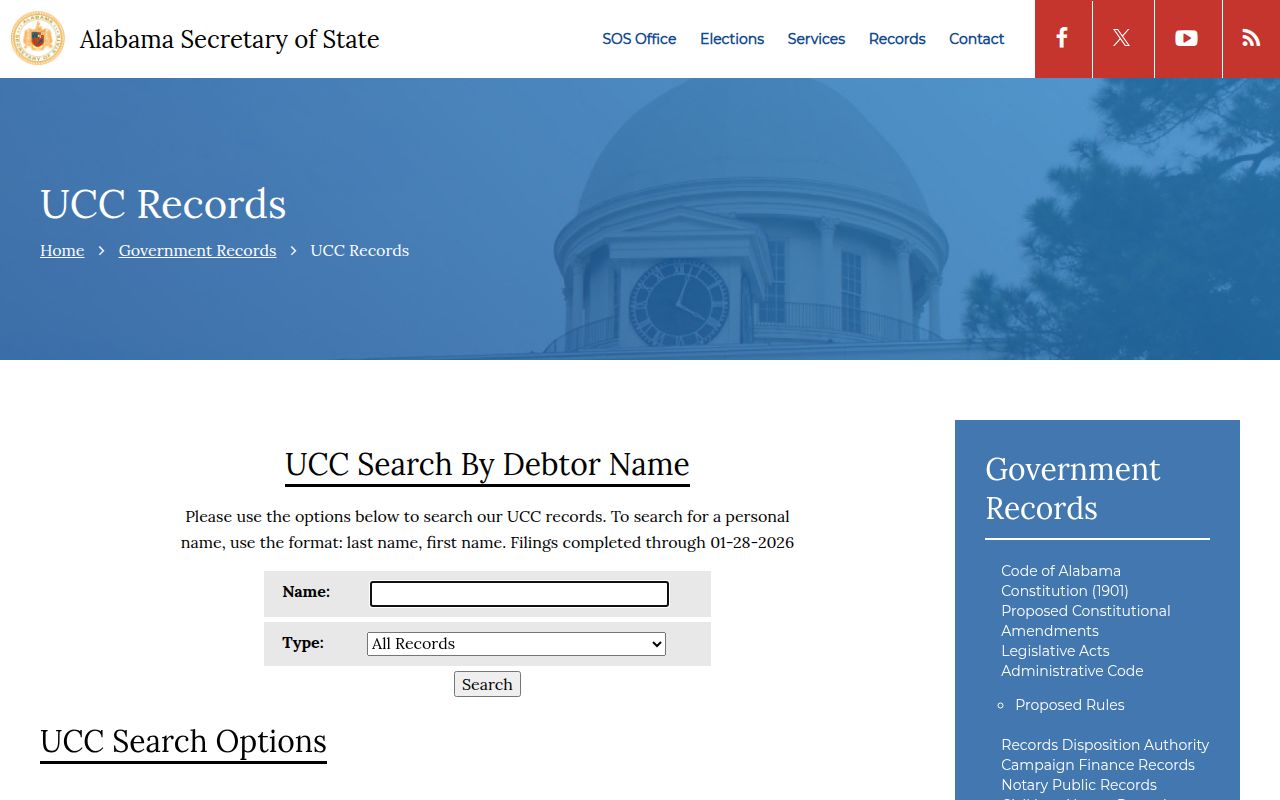 Alabama UCC records search portal